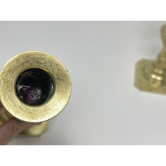 Heavy Vintage Brass Candlesticks Taper Candle Holders Signed Rostand 9” Set Of 2 - Picture 6 of 7